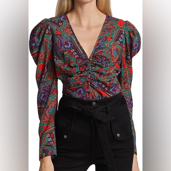 Veronica Beard Tops - Veronica Beard NWT Simmons Paisley Floral Silk Blend Bubble Blouse Designer 10